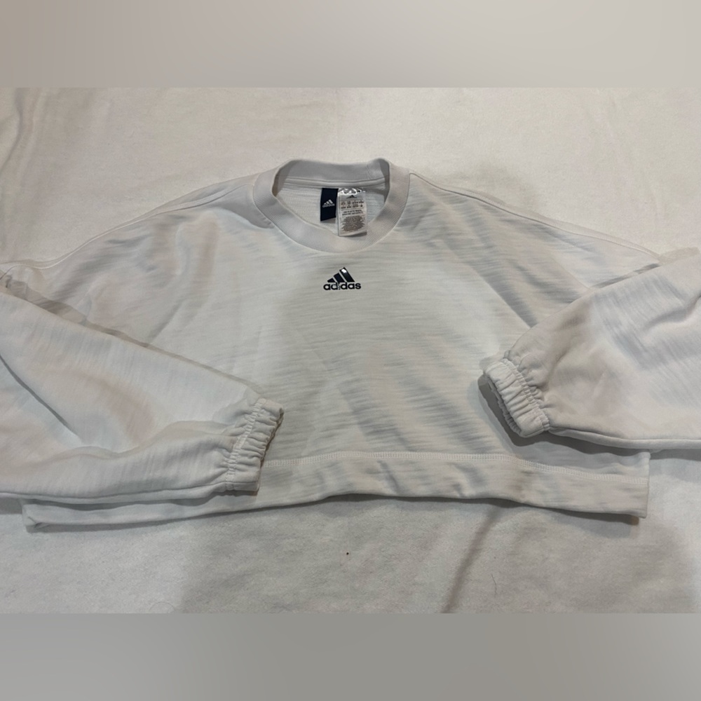 White Adidas cropped sweatshirt